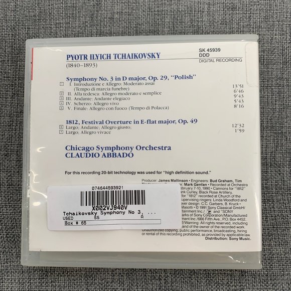 Claudio Abbado Symphony‎ Orchestra CD Sony Classical - Picture 5 of 13